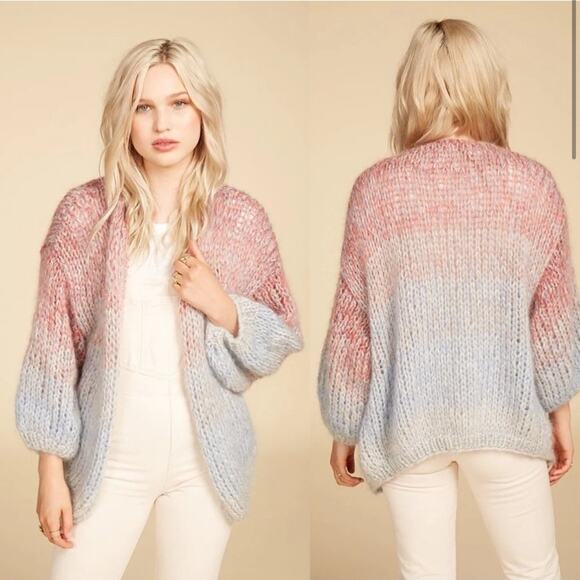 Maiami Mohair Big Open Knit Cardigan Gradient Fade - Picture 1 of 8